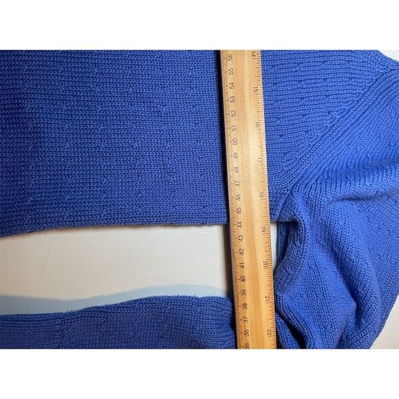 T. By Talbots Women's M Blue V-Neck‎ Cable Knit Pullover Sweater - Picture 9 of 9